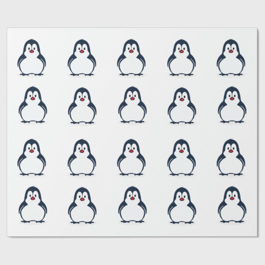 Papier Cadeau Mignon Manchot Animé (Plat)