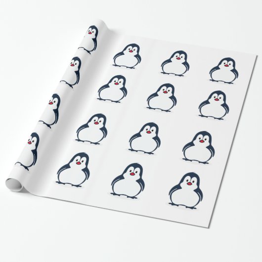 Papier Cadeau Mignon Manchot Animé (Déroulé)