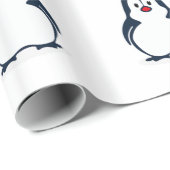 Papier Cadeau Mignon Manchot Animé (Coin rond)