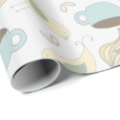 Papier Cadeau mignon motif de thé et de théière (Coin rond)