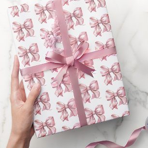 Papier Cadeau Mignon motif nœud papillon rose coquette