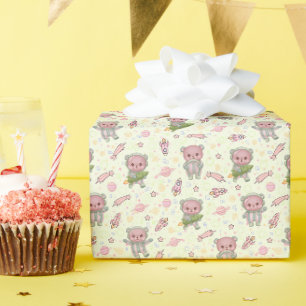 Papier Cadeau Mignon motif sans couture d'ours astronaute spatia