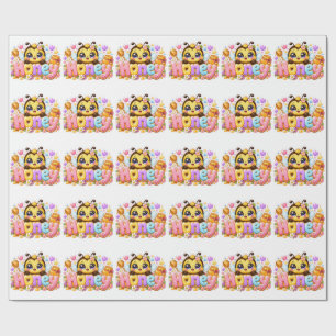 Papier Cadeau Mignon Nom d'Abeille Miel Kawaii Rose Pastel Brill