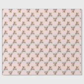 Papier Cadeau Mignon ours en peluche en pyjama rose sur un nuage (Plat)