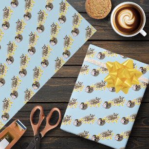 Papier Cadeau Mignon Sugar Glider Fleurs Tropicales de Plumeria
