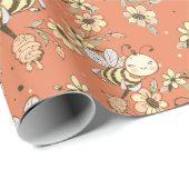 Papier Cadeau Mignonne abeille (Coin rond)