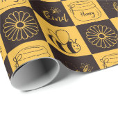 Papier Cadeau Mignonne abeille à miel (Coin rond)