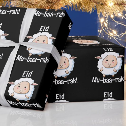 Papier Cadeau Mignonne "Aïd Moubarak" Mouton Drôle Enfants