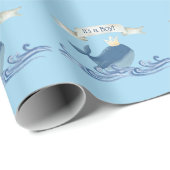 Papier Cadeau Mignonne baleine avec Prince Crown Thème nautique (Coin rond)