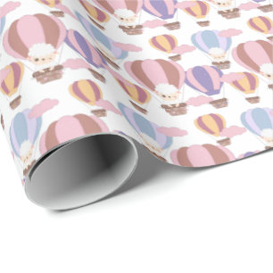 Papier Cadeau mignonne bébé filles agneau carrelé baby shower mo