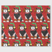 Papier Cadeau Mignonne Bernedoodle Mountain Dog Rouge (Plat)