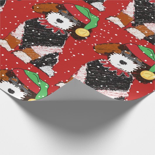 Papier Cadeau Mignonne Bernedoodle Mountain Dog Rouge (Coin)