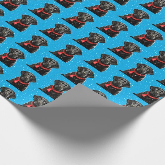 Papier Cadeau Mignonne Black Lab Labrador Retriever Chien Noël (Coin)