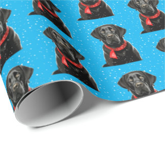 Papier Cadeau Mignonne Black Lab Labrador Retriever Chien Noël