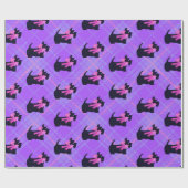 Papier Cadeau Mignonne Black Scottish Terrier Dog Plaid Noël (Plat)