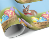 Papier Cadeau Mignonne Bunnyfor Pâques pour une humeur positive (Coin rond)