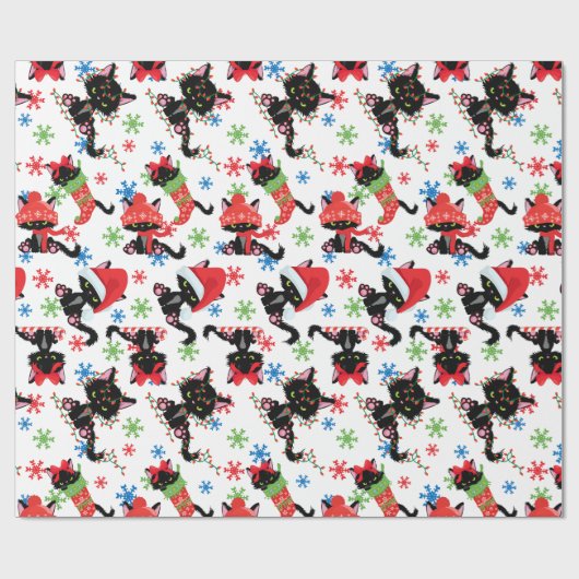 Papier Cadeau Mignonne Chat Grumpy Christmas (Plat)