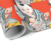 Papier Cadeau Mignonne Chinois rire bon bouddha de chance sur ro (Coin rond)