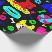 Papier Cadeau mignonne chiot chien piscine fête été drôle noir (Coin)