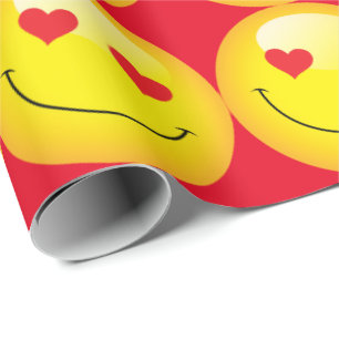 Papier Cadeau Mignonne Emoji Emoticon Amour Coeur Yeux Filles