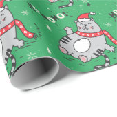 Papier Cadeau Mignonne et drôle Chat Noël joyeuses Salutations (Coin rond)