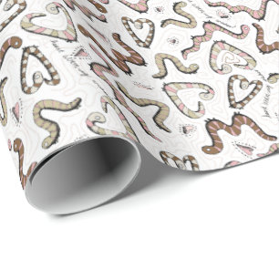 Papier Cadeau Mignonne et Whimsical Coeur rose Vêtements de vers