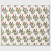 Papier Cadeau Mignonne fente de Noël avec chapeau de Père Noël (Plat)