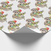 Papier Cadeau Mignonne fente de Noël avec chapeau de Père Noël (Coin)