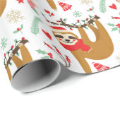 Papier Cadeau Mignonne fente de Noël avec chapeau de Père Noël (Coin rond)