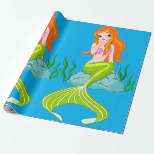Papier Cadeau Mignonne fille sirène (Déroulé)