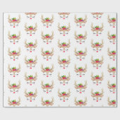 Papier Cadeau Mignonne fille visage renne de Noël (Plat)