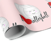 Papier Cadeau mignonne filles de sport kawaii J'aime volleyball  (Coin rond)