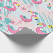 Papier Cadeau Mignonne Flamant rose Mint Vert Motif Tropical (Coin)