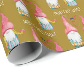 Papier Cadeau Mignonne Gnome Moderne En Amour Aquarelle Peinte À (Coin rond)