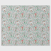 Papier Cadeau Mignonne Gris des couronnes d'animaux de Noël (Plat)