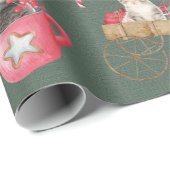 Papier Cadeau Mignonne Kitties de Noël (Coin rond)