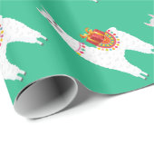 Papier Cadeau Mignonne lama de Noël de l'Alpaga (Coin rond)