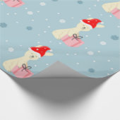 Papier Cadeau Mignonne lapin de Noël sur bleu (Coin)