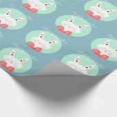 Papier Cadeau Mignonne lapin de Pâques blanc aux coeurs roses (Coin)