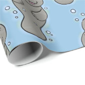 Papier Cadeau Mignonne manatée bébé avec bulles illustration (Coin rond)