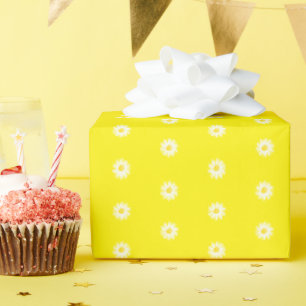 Papier Cadeau Mignonne marguerite blanche fleurs motif moderne