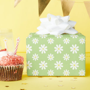 Papier Cadeau Mignonne marguerite verte