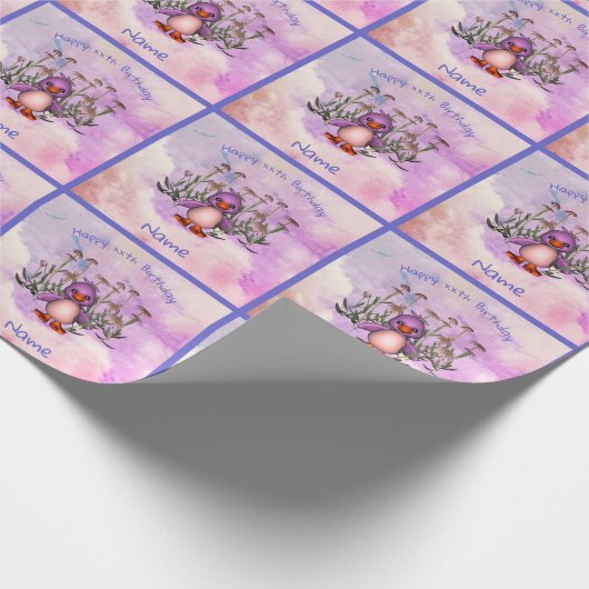 Papier Cadeau Mignonne mauve de marguerite Personnalisée Anniver (Coin)