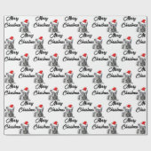 Papier Cadeau Mignonne Merle Chiot Joyeux Noël Chien de France (Plat)