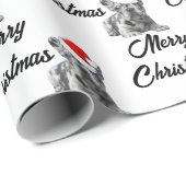 Papier Cadeau Mignonne Merle Chiot Joyeux Noël Chien de France (Coin rond)