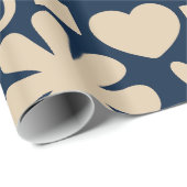 Papier Cadeau Mignonne Miscellany Motif bleu foncé Scandi (Coin rond)