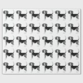 Papier Cadeau Mignonne Motif D'Un Chien Beagle En Noir Et Blanc (Plat)