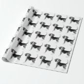 Papier Cadeau Mignonne Motif D'Un Chien Beagle En Noir Et Blanc (Déroulé)