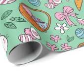 Papier Cadeau Mignonne Motif lapin de Pâques (Coin rond)