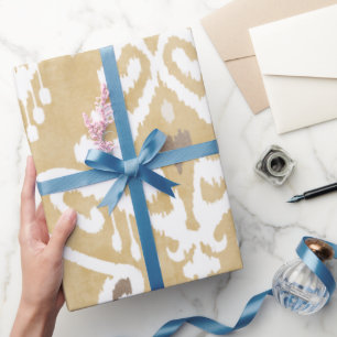 Papier Cadeau Mignonne neutre or beige ikat motifs tribaux